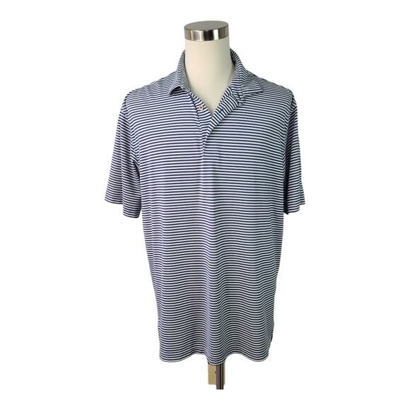 Peter Millar Blue White Stripe Summer Comfort Performance Polo Golf Shirt XL - Picture 1 of 5